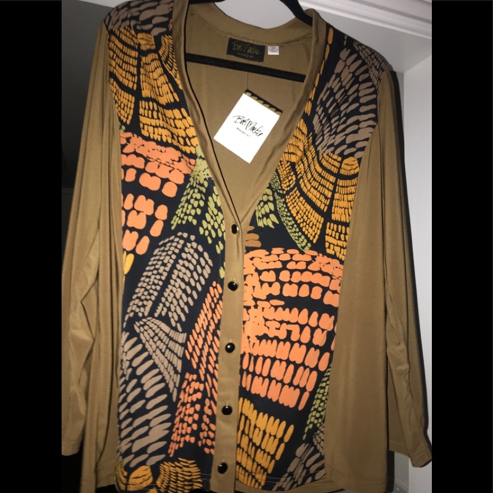 Bob Mackie V-Neck Button Down Cardigan SZ Med.